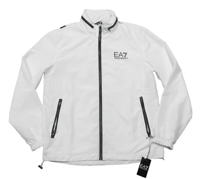 EA7 Emporio Armani Men's White Lightweight Stow-Away Hood Bomber Jacket $225 - Image 1 of 4