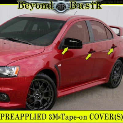 2008-2014 Mitsubishi Lancer GLOSS BLACK Door Handle COVERS NO SMK+ Mirror Covers - Image 1 of 4