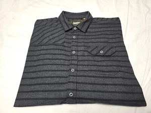 Camicia Howler Brothers grigia a righe in flanella pesante con bottoni manica lunga 2XL - Foto 1 di 16