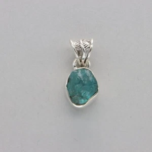 Natürlicher Rohschliff blauer APATIT Anhänger Rohschliff - 925 STERLING SILBER #901-Fe - Bild 1 von 8