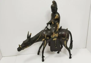 Bronze asiatisches Pferd und Reiter zweiteilige Skulptur 18,5 Zoll x 20 Zoll - Bild 1 von 12