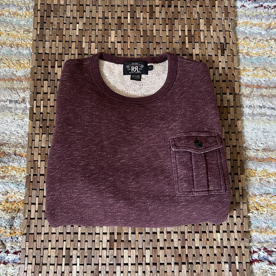 RRL Double RL Ralph Lauren Crew Neck Pocket Sweatshirt Pullover Red Medium M - Image 1 of 4