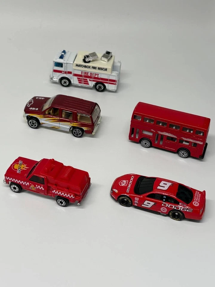 Lot of 5 Diecast Cars – Matchbox Fire Truck, Dodge, London Bus & More - Image 1 of 4