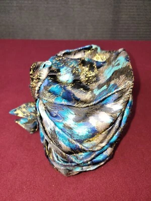 VTG Lady Eade Hat gold blue casual top Canada made pillbox fortune teller ladies - Image 1 of 4