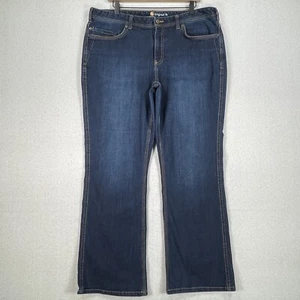Carhartt Original Fit Jeans Womens 18 Stretch Dark Wash High Rise Denim Workwear - Picture 1 of 14