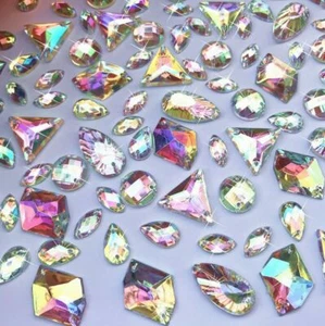 AB clear Rhinestone Gem mix assorted Jewel crystal Shape Faceted flat back Size - Picture 1 of 5