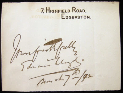 1892 AUTOGRAPH ENGLISH TENOR EDWARD LLOYD 1845 - 1928 - Image 1 of 2