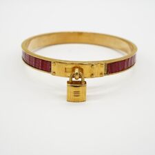 Hermes Kelly Bangle Gold Red Accessory Bracelet Authentic Used