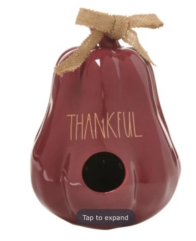 Rae Dunn Gourd Birdhouse - Thankful - New, NIB Cover