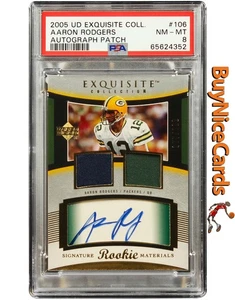 2005 Aaron Rodgers Upper Deck Exquisite Collection Rookie Patch Auto /99 PSA 8 - Picture 1 of 4