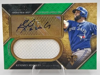 2017 Topps Triple Threads Kendrys Morales Auto Jumbo Reliquia Verde/50 Azulejos Foto 1 de 2