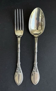 Ancien 2 couverts argent massif sterling silver décor trèfle art nouveau minerve - Picture 1 of 18