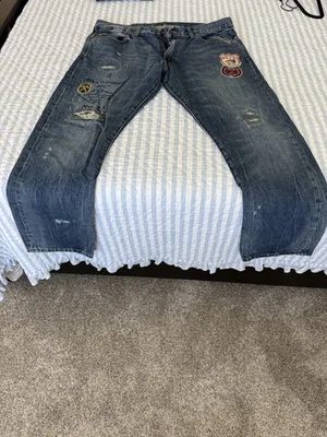 Ralph Lauren Polo Sportsman Patches  Distressed Jeans 36x30 - Image 1 of 4