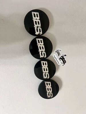 4 set BBS Wheel CenterCaps 70mm Genuine Emblem Black on White Gold 3D 56.24.206 - Image 1 of 4