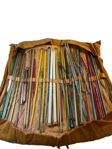 Huge Lot Of Vintage Single Hook Knitting Needles Various Size wood plastic metal - Picture 1 of 8