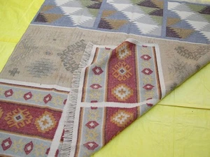 5x5 Wool Kilim Handmade Tribal Carpet Hand Woven Petchwork Design - Picture 1 of 4