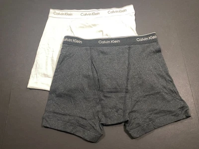 Calzoncillos boxer clásicos de algodón Calvin Klein NB4003 - medianos - blancos/gris oscuro Foto 1 de 2