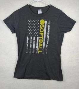 Softball T-Shirt Damen Small grau Kurzarmshirt Flagge Grafik - Bild 1 von 8