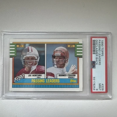 1990 TOPPS PASSING LEADERS JOE MONTANA / BOOMER ESIASON #229 PSA 9 MINT - Image 1 of 3