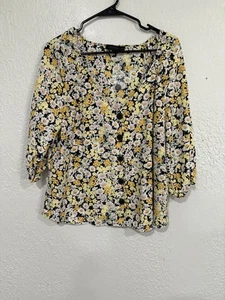 Sanctuary Damen Mehrfarbig Blumenmuster V-Ausschnitt Langarm Bluse Top Größe L - Bild 1 von 4