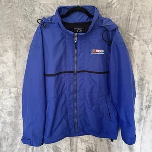 Vintage NASCAR Gear For Sports Blue Hooded Windbreaker Jacket L 90s Racing - Bild 1 von 8