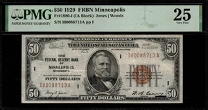 1929 $50 Federal Reserve Bank Note - Minneapolis - FR.1880-I - PMG 25 - Picture 1 of 2
