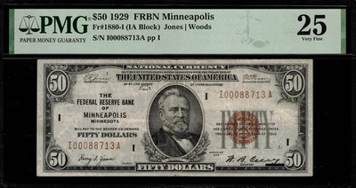 1929 $50 Federal Reserve Bank Note - Minneapolis - FR.1880-I - PMG 25 - Image 1 of 2