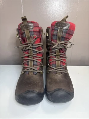 Bota impermeable Keen Greta para mujer marrón/rojo a cuadros 9 Foto 1 de 4