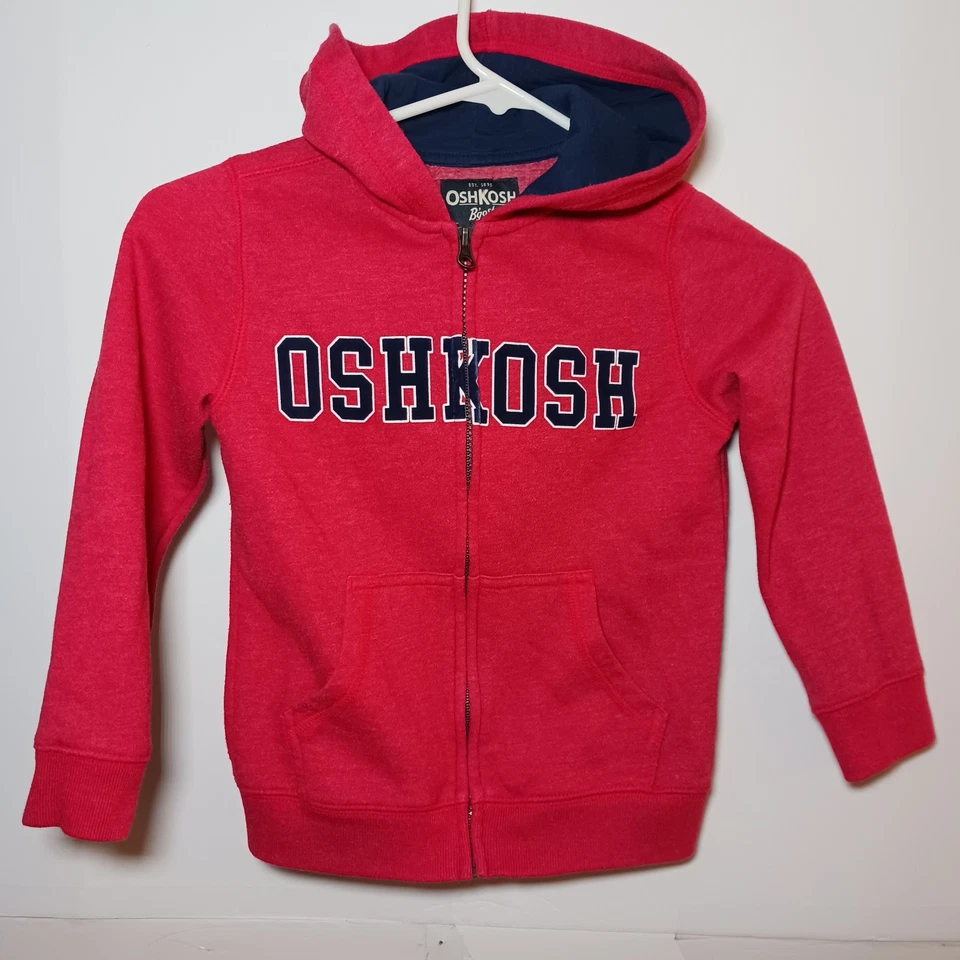 OshKosh B'gosh Sudadera con Capucha Cremallera Completa Niños Talla 6A Rojo Polar Foto 1 de 4