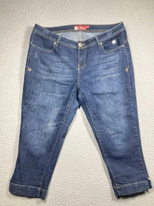 Vintage Apple Bottom Capri Jeans Damen 14 blau bestickt Y2K Mid Rise Denim - Bild 1 von 19