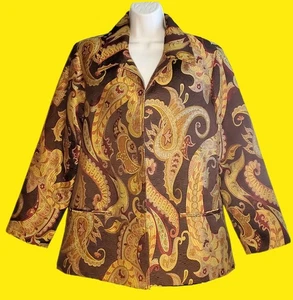 VINTAGE 90er VICTOR COSTA Abendjacke Anlass bestickt Paisley Large - Bild 1 von 6