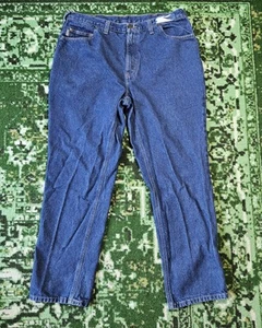 Carhartt Dark Wash Straight Relaxed Fit Work Blue Jeans 38183 40x32 Employee - Picture 1 of 15
