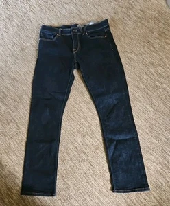 Volcom Vorta Jeans Mens 35 Blue Dark Wash Slim Straight Stretch Denim - Read - Picture 1 of 8