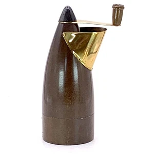 Molinillo de pimienta de latón teca MCM de colección boquilla superior carga taza de colección desmontable - Imagen 1 de 19