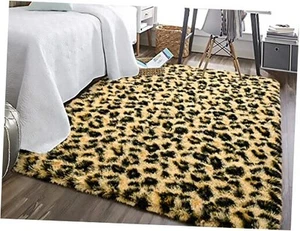 Premium Leopard Fluffy Rugs, Leopard Print Rug for Living Room Bedroom,Soft - Picture 1 of 8