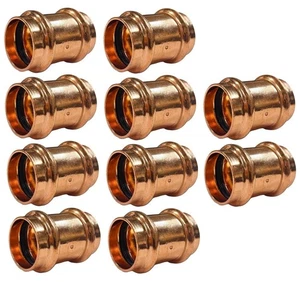 (10Pcs) 1/2” Copper Press Coupling Fittings w/Stop,Propress Pressure Copper F... - Picture 1 of 5