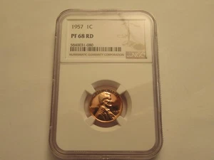 1957 Lincoln Wheat Penny NGC PF68 RD - Bild 1 von 5