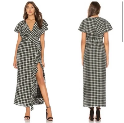 Платье Tularosa Wrap S черно-зеленое Mila клетчатое клетчатое богемное макси осень женское - Изображение 1 из 4
