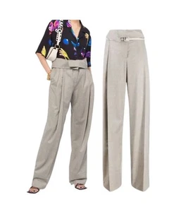 Stella McCartney Lana Wool Gray Harley Trousers Pants High Waisted “paper bag” - Picture 1 of 5