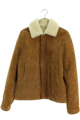 Louis Vuitton Shearling Embossed Monogram Leather Jacket HJL62EYGL Men's Size 44 - Image 1 of 3
