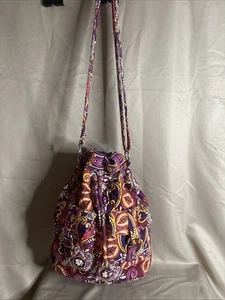 Vera Bradley Safari Sunset shoulder Drawstring Bag 4" x 12" x 12 1/2" VTG EUC - Picture 1 of 10