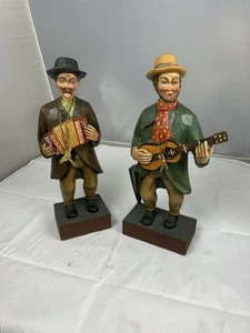 Coppia di musicisti intagliati fischietti tedeschi Foresta Nera Karl Griesbaum - Foto 1 di 15