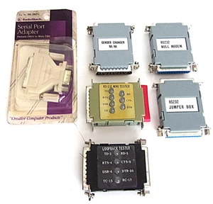 Lot 6 RS232 Null Modem Connectors Adapters Loopback Tester, Mini Tester, Jumper - Afbeelding 1 van 2