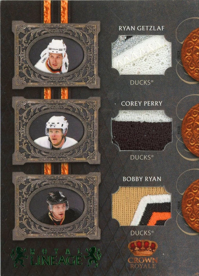 2010-11 Panini Crown Royale Royal Lineage Patches Getzlaf/Ryan/Perry #20/20 - Image 1 of 1
