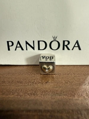 PANDORA 14K  925 Custom Diamond Two Tone I Love You Charm 790200D - Image 1 of 3