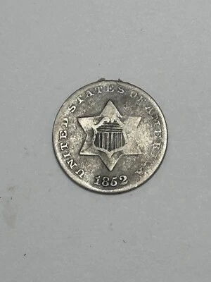 1852 Silver 3 Cent Piece VG - Image 1 of 2
