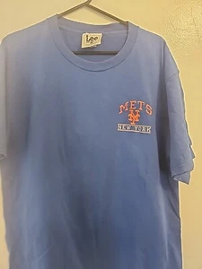 New York Mets Shirt Mens Large Blue Embored Logo Lee Sport - Picture 1 of 3