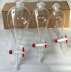 Borosilicate Glass Squibb Separating Funnel with PTFE (Teflon) Stopcock, 29/32 - Picture 1 of 3