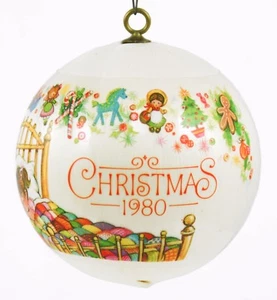 Hallmark Enkelin 1980 weiße Kugel Weihnachtsschmuck Weihnachtsdeko - Bild 1 von 6