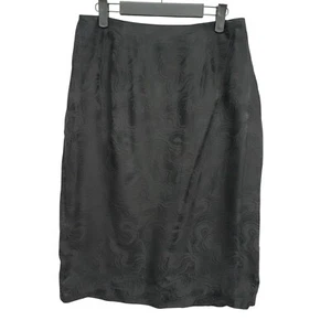 Elegante Falda Lápiz Recta Negra Floral Pura Seda Talla 14 Sirena de Oficina Clásica - Imagen 1 de 7